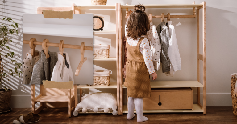 THE ULTIMATE 2-in-1 SOLUTION FOR YOUR CHILD’S SPACE: WOODJOY MONTESSORI CLOTH RACK